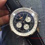 Swiss Quality Replica Breitling Navitimer Black Chronograph Leather Watch
